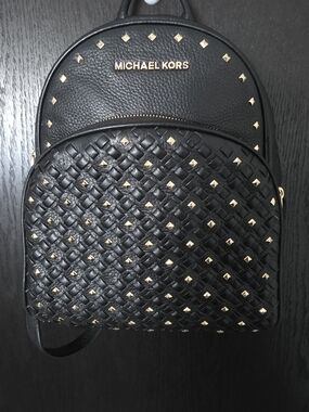 MICHAEL KORS Black  Studded Woven Backpack